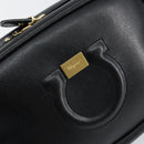 Salvatore Ferragamo Gancini Shoulder Bag Leather Black Gold Auth BA7668-17
