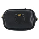 Salvatore Ferragamo Gancini Shoulder Bag Leather Black Gold Auth BA7668-13