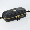 Salvatore Ferragamo Gancini Shoulder Bag Leather Black Gold Auth BA7668-6