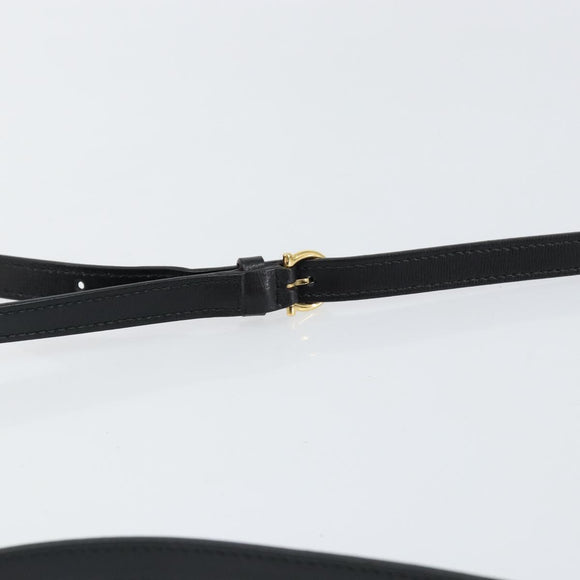 Salvatore Ferragamo Gancini Shoulder Bag Leather Black Gold Auth BA7668