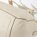 Salvatore Ferragamo Vala Hand Bag Leather 2way White Gold Auth BA7669-18