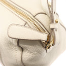 Salvatore Ferragamo Vala Hand Bag Leather 2way White Gold Auth BA7669-10