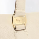 Salvatore Ferragamo Vala Hand Bag Leather 2way White Gold Auth BA7669-19