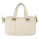 Salvatore Ferragamo Vala Hand Bag Leather 2way White Gold Auth BA7669-13