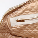 Salvatore Ferragamo Vala Hand Bag Leather 2way White Gold Auth BA7669-23