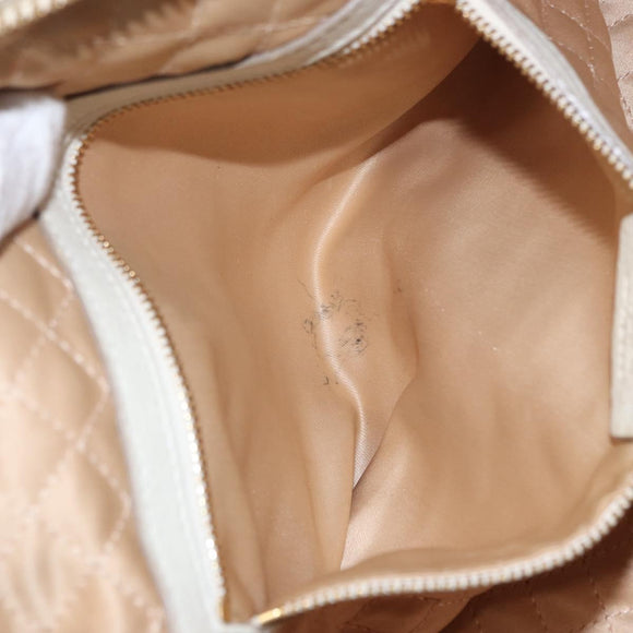 Salvatore Ferragamo Vala Hand Bag Leather 2way White Gold Auth BA7669