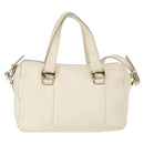 Salvatore Ferragamo Vala Hand Bag Leather 2way White Gold Auth BA7669-2