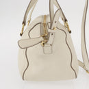 Salvatore Ferragamo Vala Hand Bag Leather 2way White Gold Auth BA7669-4