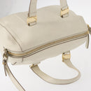 Salvatore Ferragamo Vala Hand Bag Leather 2way White Gold Auth BA7669-6