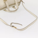 Salvatore Ferragamo Vala Hand Bag Leather 2way White Gold Auth BA7669-9