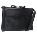 Salvatore Ferragamo Vala Shoulder Bag Leather Black Gold Auth BA7670-1