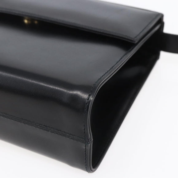 Salvatore Ferragamo Vala Shoulder Bag Leather Black Gold Auth BA7670