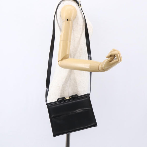 Salvatore Ferragamo Vala Shoulder Bag Leather Black Gold Auth BA7670