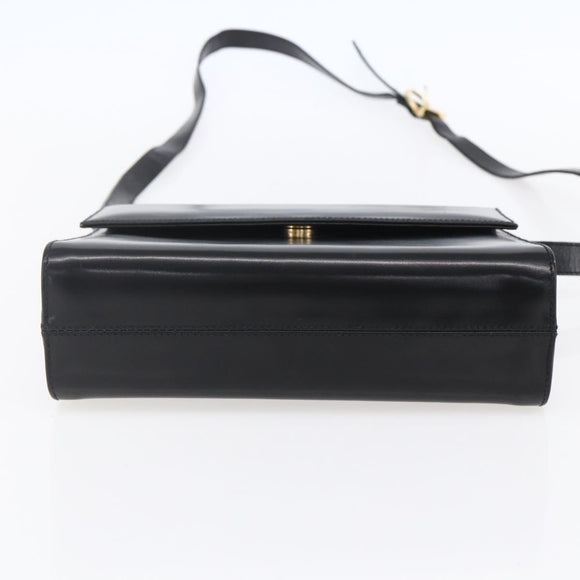 Salvatore Ferragamo Vala Shoulder Bag Leather Black Gold Auth BA7670