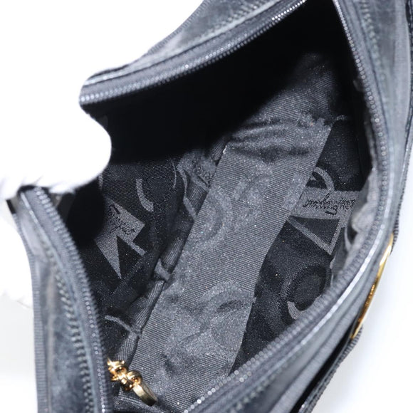 Salvatore Ferragamo Vala Shoulder Bag Leather Black Gold Auth BA7671