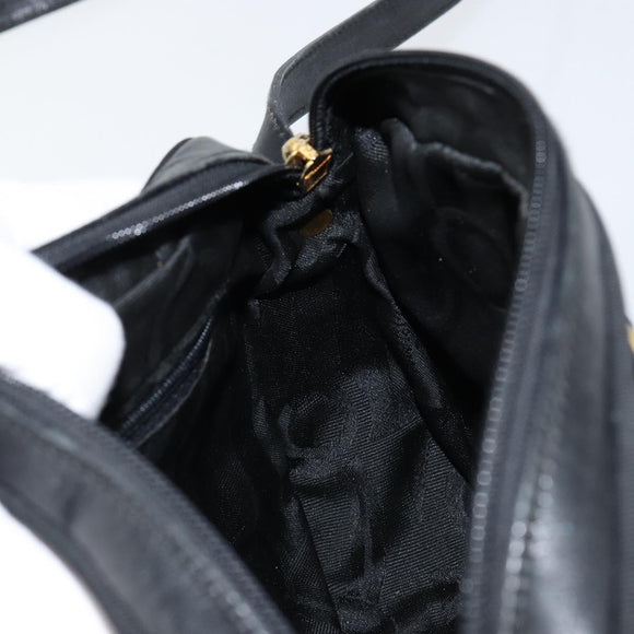 Salvatore Ferragamo Vala Shoulder Bag Leather Black Gold Auth BA7671