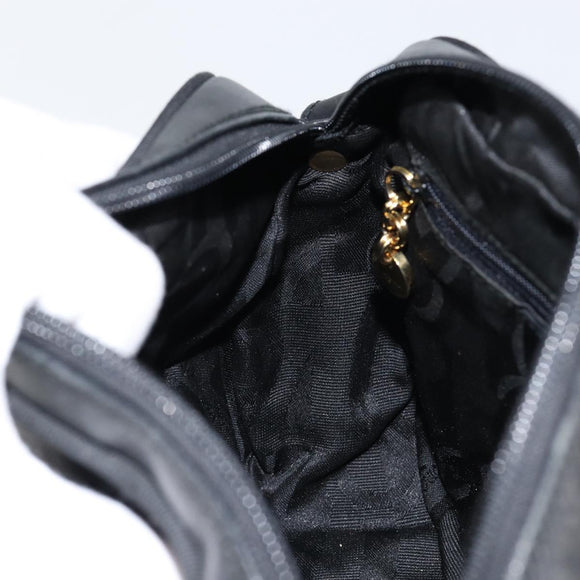 Salvatore Ferragamo Vala Shoulder Bag Leather Black Gold Auth BA7671