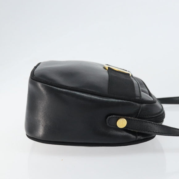 Salvatore Ferragamo Vala Shoulder Bag Leather Black Gold Auth BA7671