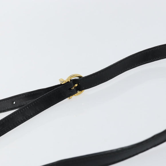 Salvatore Ferragamo Vala Shoulder Bag Leather Black Gold Auth BA7671