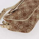 Salvatore Ferragamo Gancini Shoulder Bag Canvas Leather Beige Gold Auth BA7672-10