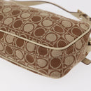 Salvatore Ferragamo Gancini Shoulder Bag Canvas Leather Beige Gold Auth BA7672-13