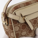 Salvatore Ferragamo Gancini Shoulder Bag Canvas Leather Beige Gold Auth BA7672-14