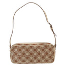 Salvatore Ferragamo Gancini Shoulder Bag Canvas Leather Beige Gold Auth BA7672-3