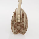 Salvatore Ferragamo Gancini Shoulder Bag Canvas Leather Beige Gold Auth BA7672-4