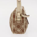 Salvatore Ferragamo Gancini Shoulder Bag Canvas Leather Beige Gold Auth BA7672-5