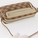 Salvatore Ferragamo Gancini Shoulder Bag Canvas Leather Beige Gold Auth BA7672-6