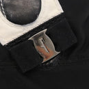 Salvatore Ferragamo Vala Hand Bag Nylon Leather 2way Black Silver Auth BA7673-10