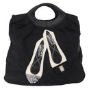 Salvatore Ferragamo Vala Hand Bag Nylon Leather 2way Black Silver Auth BA7673-13