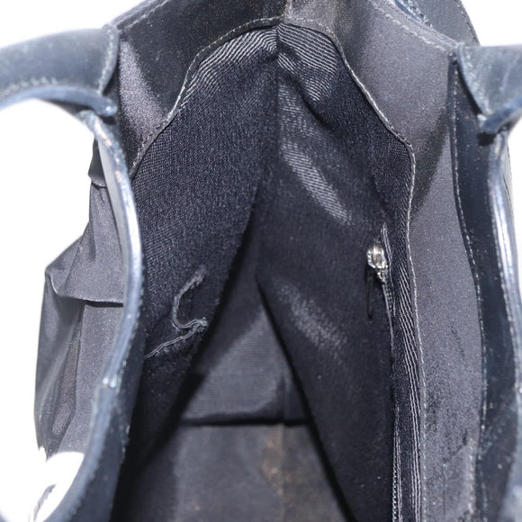 Salvatore Ferragamo Vala Hand Bag Nylon Leather 2way Black Silver Auth BA7673