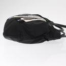 Salvatore Ferragamo Vala Hand Bag Nylon Leather 2way Black Silver Auth BA7673-3