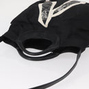 Salvatore Ferragamo Vala Hand Bag Nylon Leather 2way Black Silver Auth BA7673-6