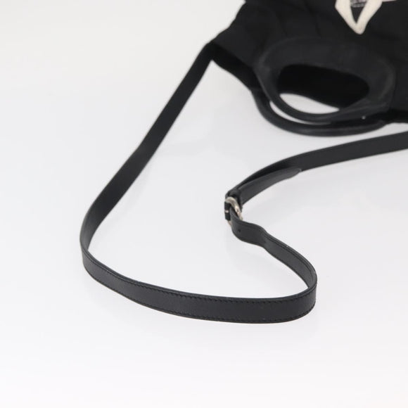 Salvatore Ferragamo Vala Hand Bag Nylon Leather 2way Black Silver Auth BA7673