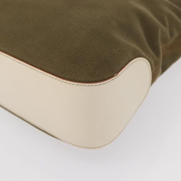 Salvatore Ferragamo Gancini Shoulder Bag Canvas Beige Silver Auth BA7674