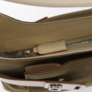 Salvatore Ferragamo Gancini Shoulder Bag Canvas Beige Silver Auth BA7674-10