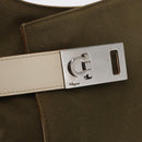 Salvatore Ferragamo Gancini Shoulder Bag Canvas Beige Silver Auth BA7674-17