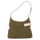 Salvatore Ferragamo Gancini Shoulder Bag Canvas Beige Silver Auth BA7674-2