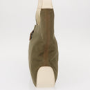 Salvatore Ferragamo Gancini Shoulder Bag Canvas Beige Silver Auth BA7674-3