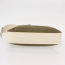 Salvatore Ferragamo Gancini Shoulder Bag Canvas Beige Silver Auth BA7674-5