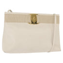 Salvatore Ferragamo Vala Shoulder Bag Leather White Gold Auth BA7675-1