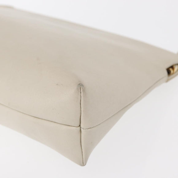 Salvatore Ferragamo Vala Shoulder Bag Leather White Gold Auth BA7675