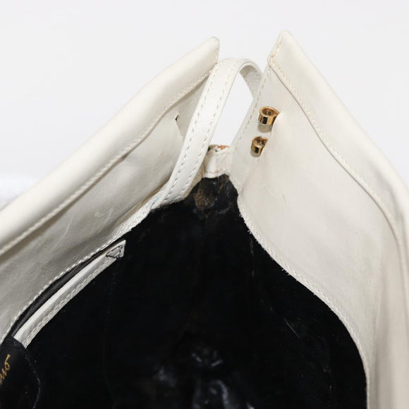 Salvatore Ferragamo Vala Shoulder Bag Leather White Gold Auth BA7675