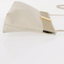 Salvatore Ferragamo Vala Shoulder Bag Leather White Gold Auth BA7675-4