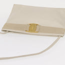 Salvatore Ferragamo Vala Shoulder Bag Leather White Gold Auth BA7675-7