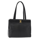 Salvatore Ferragamo Vala Tote Bag Leather Black Gold Auth BA7676-1