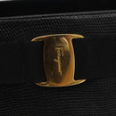 Salvatore Ferragamo Vala Tote Bag Leather Black Gold Auth BA7676-15