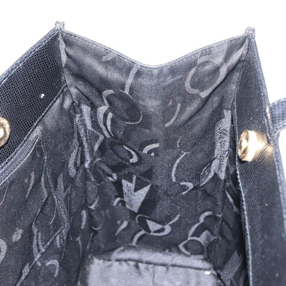 Salvatore Ferragamo Vala Tote Bag Leather Black Gold Auth BA7676